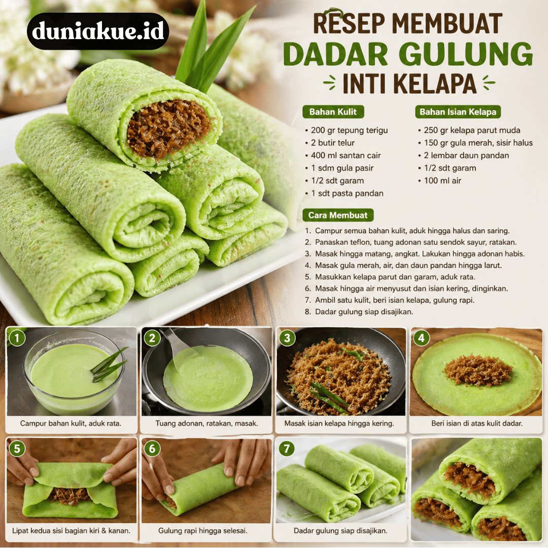 resep membuat dadar gulung inti kelapa